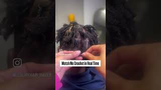 Crochet work on Starter Locs batonrouge locs hairstylist crochetlocs shorts viralvideo [upl. by Htinnek]