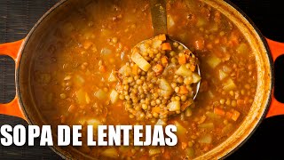 Cómo hacer una rica sopa de lentejas con plátano macho frito [upl. by Shepley]