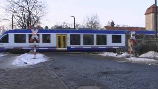 HD Bahnübergang Frachtstraße in Quedlinburg mit 2x HEX [upl. by Kinemod202]