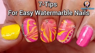 7  Steps to Watermarble Nail Art at Home nailsbyamrita watermarblenailart [upl. by Ssej]