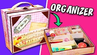 ORGANIZER SUITCASE from Cardboard  Makeup Organizer  aPasos Crafts DIY [upl. by Asilet]