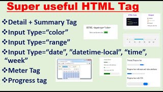 Rear but Super Useful HTML Tag  Details Summary Progress Meta tag in HTML [upl. by Rehteh287]