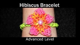 How to make a Rubber Band Hibiscus Bracelet  Hard Level [upl. by Negaem138]