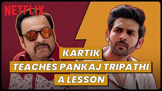 Kartik Aaryan teaches Pankaj Tripathi a Lesson  Luka Chuppi  Netflix India [upl. by Damaris]