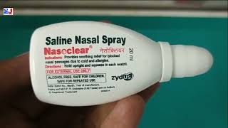 Nasoclear Saline Nasal Spray  Nasoclear Nasal Spray  Nasoclear Saline Nasal Spray Uses Side effect [upl. by Danny]