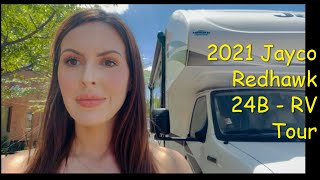 2021 Jayco Redhawk 24Bshort and sweet class C RVQuick RV tour [upl. by Drusilla]