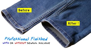 DIY How to Hem your Jeans like a Pro How to HemShorten Jeans length while keeping the original Hem [upl. by Analah284]