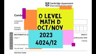 O Level Mathematics  D Paper 1 402412 OctNov 2023 [upl. by Norel]