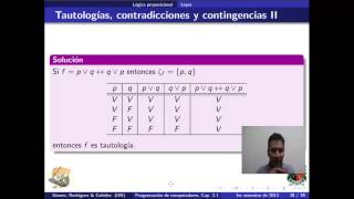 12 Tautologias Contradicciones y Contingencias [upl. by Ahseenat105]