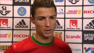 Sweden Vs Portugal 23 24 Cristiano Ronaldo Interview World Cup Qualification 20131119 [upl. by Perlie570]