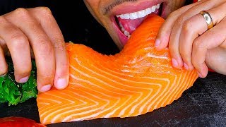 ASMR GIANT SALMON 연어 SASHIMI  EXTREME SAVAGE EATING SOUNDS  SUSHI GRADE SLICE  NO TALKING [upl. by Tanny]