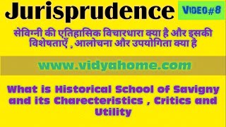 Jurisprudence in Hindi 8What is Historical School of Savigny its Charecteristics CriticsVidyaHome [upl. by Sokim213]