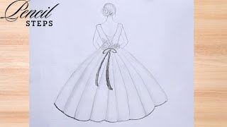 Sketching a Stunning Bridal Gown  Step by step drawing tutorial for beginners [upl. by Fulbright516]