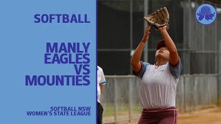 Softball  Manly Eagles vs Mounties  State League [upl. by Marienthal]