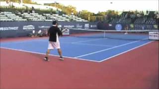 Mondo Mike v Jim Courier Stanford Championships Match [upl. by Leuqcar699]