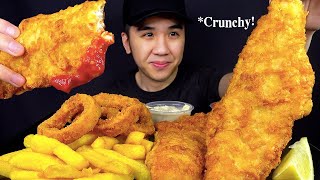 ASMR FISH AND CHIPS CALAMARI MUKBANG Extreme Crunchy Sounds NO TALKING  BUN ASMR [upl. by Changaris576]