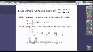 Determinant and Cramers Rule  Section 37 [upl. by Shellans]