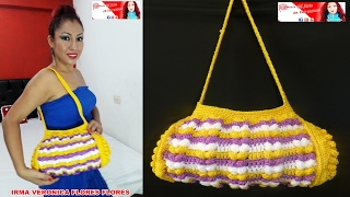 BOLSO EN COLORES DE VERANO TEJIDOS A CROCHET Y GANCHILLO PASO A PASO PARA PRINCIPIANTES [upl. by Noside]