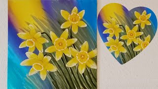 Blumen Malen Acryl Osterglocken Narzissen Anfänger  Flowers Acrylic Painting Daffodils Beginners [upl. by Ayam]