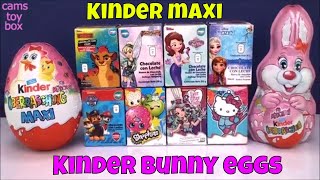 Chocolate Surprise Eggs Kinder Maxi Easter Bunny Hello Kitty Paw Patrol Shopkins Lion Guard Toys [upl. by Selij863]