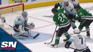 Stars Roope Hintz Fires Puck Off Inner Crossbar For Second Goal Of Night [upl. by Nie]