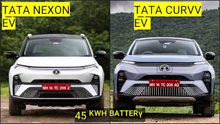 Tata Nexon EV 45 Vs Tata Curvv EV 45  Detailed Comparison [upl. by Sigvard332]