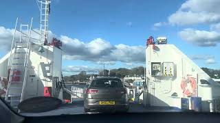 Driving off Wightlink Wight Sky at Lymington Dorset England [upl. by Heshum]