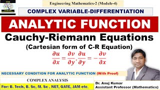 Cauchy Riemann Equations  Analytic Function  Necessary Condition for Analytic Function [upl. by Jeffry]