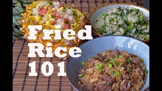 How to Make Any Fried Rice  Three Flavors and Recipes 沙茶牛肉炒饭菠萝炒饭菜心炒饭 [upl. by Nadnarb138]