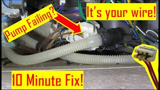 Whirlpool dishwasher not draining or draining intermittently Check your drain pump wire connector [upl. by Ravel]