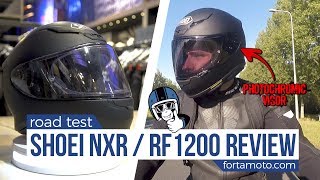 Shoei NXR  RF 1200 helmet road test  Photochromic visor amp Personal Fitting  FortaMotocom [upl. by Salguod]