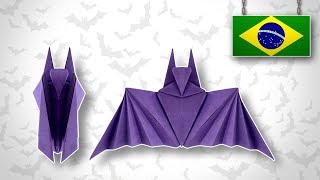 Origami Morcego de Halloween  Instruções PTBR [upl. by Ellennod203]