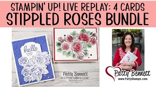 Card Making Tips for Stampin UP Stippled Roses bundle with Blending Brushes [upl. by Janeen334]