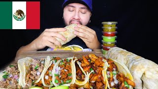 Authentic Mexican Food Mukbang • Burritos amp Tacos [upl. by Corneille727]