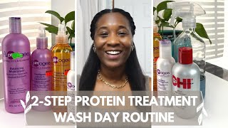 The BEST Protein Treatment I Aphogee 2step Protein Treatment Wash Day Routine [upl. by Rihat]