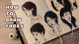 Easy way to drawing faces in different angles 🍮🍵 beginner friendly tutorial [upl. by Armanda872]