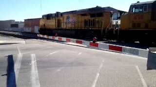 Union Pacific Train in Montebello CA on Vail Ave Crossing Part 1 [upl. by Aschim]