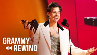 Watch Harry Styles Celebrate His Album Of The Year Win With His Biggest Fan  GRAMMY Rewind [upl. by Nial]