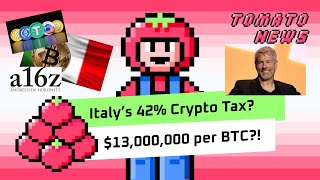 13M Bitcoin Forecast Italy’s 42 Crypto Tax Shock amp a16z Reveals 220M Active Users 🍅 TOMATO NEWS [upl. by Tristan]