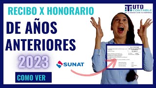 🟩Como ver mis recibos por honorarios electrónicos emitidos 2023  Volver a imprimir desde Sunat 2023 [upl. by Maibach]