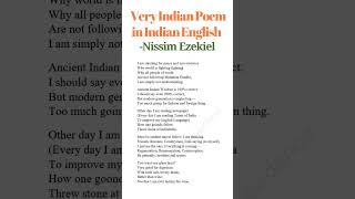 Very Indian Poem in Indian English  Nissim Ezekiel Instant Essay for Exam success trendingvideo [upl. by Sirtaeb173]