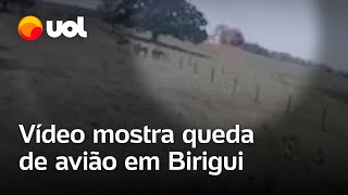 Vídeo mostra momento da queda de avião em Birigui SP ocupantes morreram [upl. by Aicnetroh625]