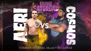 RIOT SAVAGE SATURDAY  TONY AERI vs COSMOS  COMBATE DE MESAS SILLAS Y ESCALERAS [upl. by Atirac755]