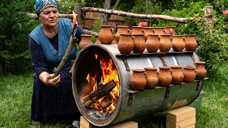 🌶 Traditional Azerbaijani Piti Outdoor on a Barrel Over Wood Fire [upl. by Om]