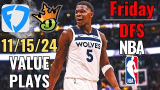 1115 NBA DFS DraftKings FanDuel Value Plays Today Friday Early Daily Fantasy Look [upl. by Arakat699]