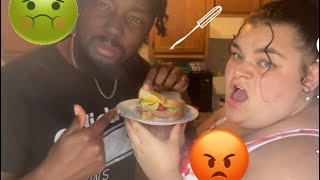 Putting a “USED TAMPON” in my boyfriend’s Food PRANK🤢😂 [upl. by Enelehcim]