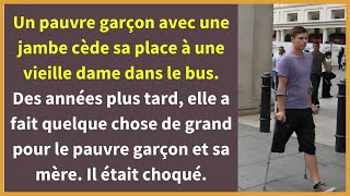 Un pauvre garçon avec une jambe cède sa place à une vieille dame dans le bus Des années plus tar [upl. by Goldshell]