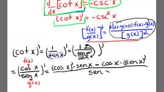 Derivada de cotangente Demostración [upl. by Naida286]