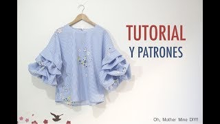 DIY Costura de blusa con mangas abullonadas Patrones gratis [upl. by Tiebold912]