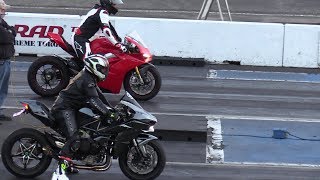 Ducati Panigale V4 R vs CBR 1000RRR Fireblade SP  TOP SPEED RACING [upl. by Aniral]